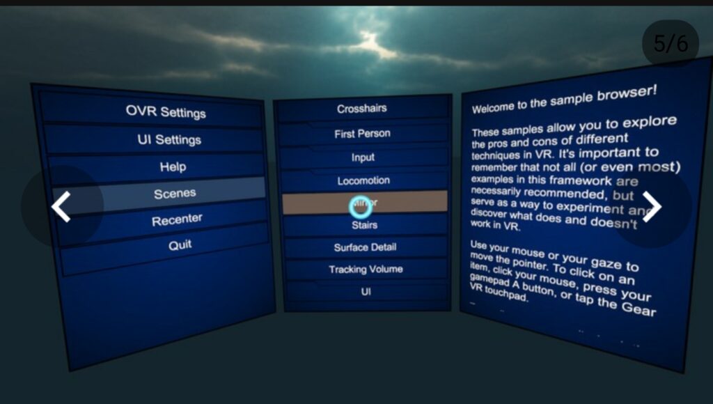 Oculus sample framework the gear vr vault